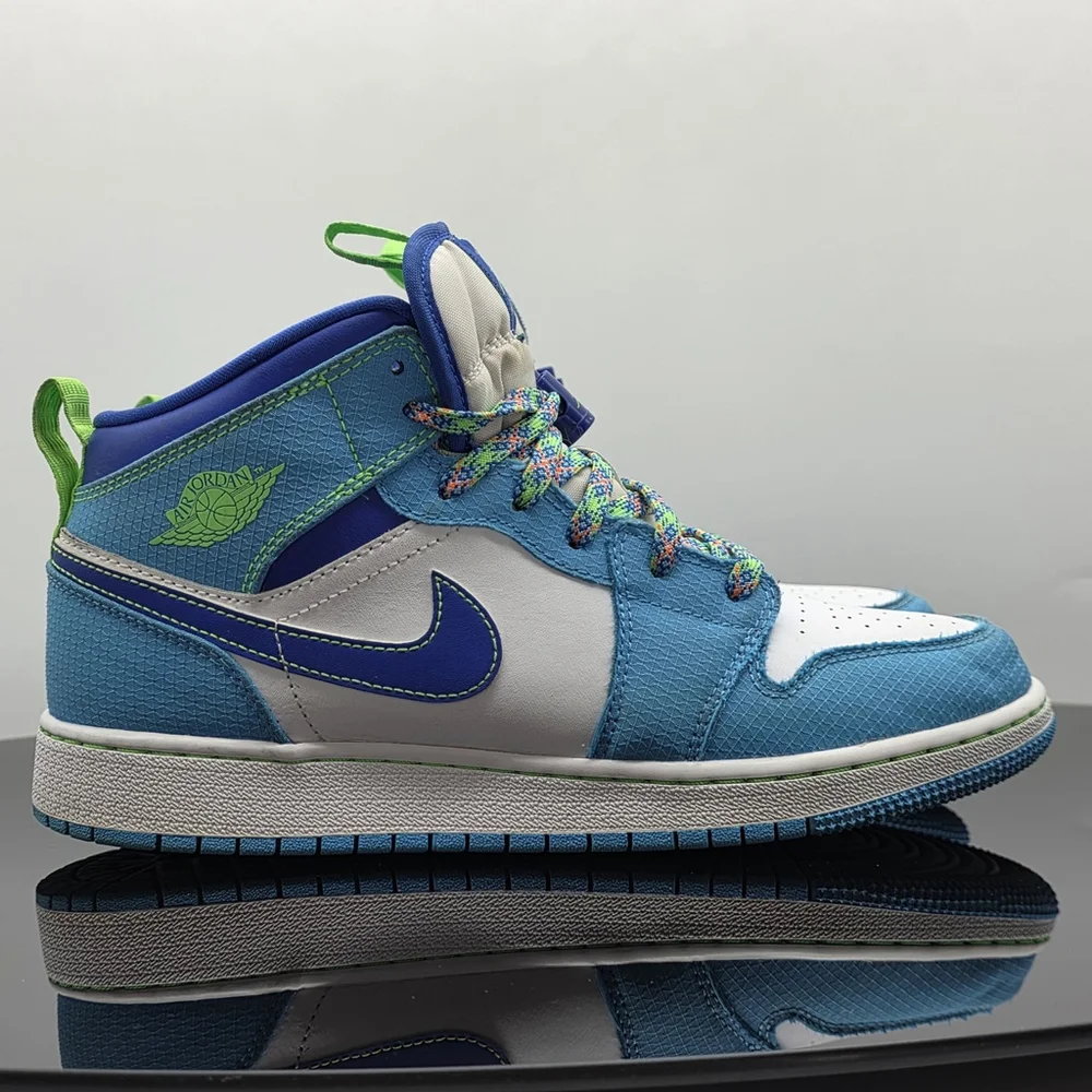 Gorp Jordan 1 Mid SE GS Sprite Blue Youth 7Y UK6 EUR40 DA8010-400 Retro - Picture 1 of 8